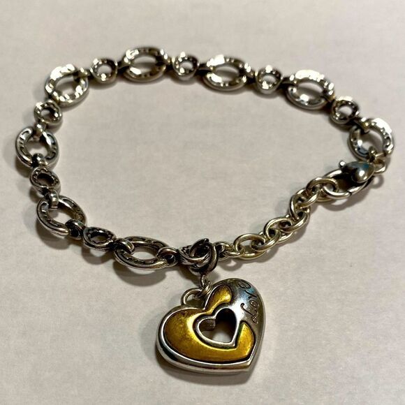 Brighton silver and‎ gold Love heart charm bracelet - Picture 1 of 6